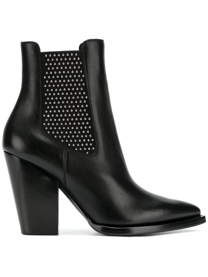 Saint Laurent Microstud Theo Boots - Black