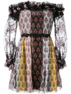 Giamba Printed Off Shoulder Dress, Women's, Size: 42, Silk/polyester