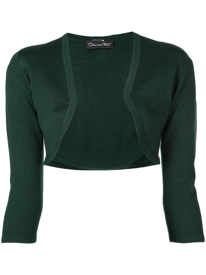 Oscar De La Renta Cropped Fitted Cardigan - Green