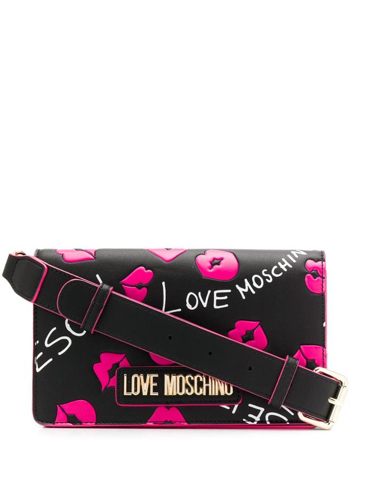 Love Moschino Lip Print Crossbody Bag - Black