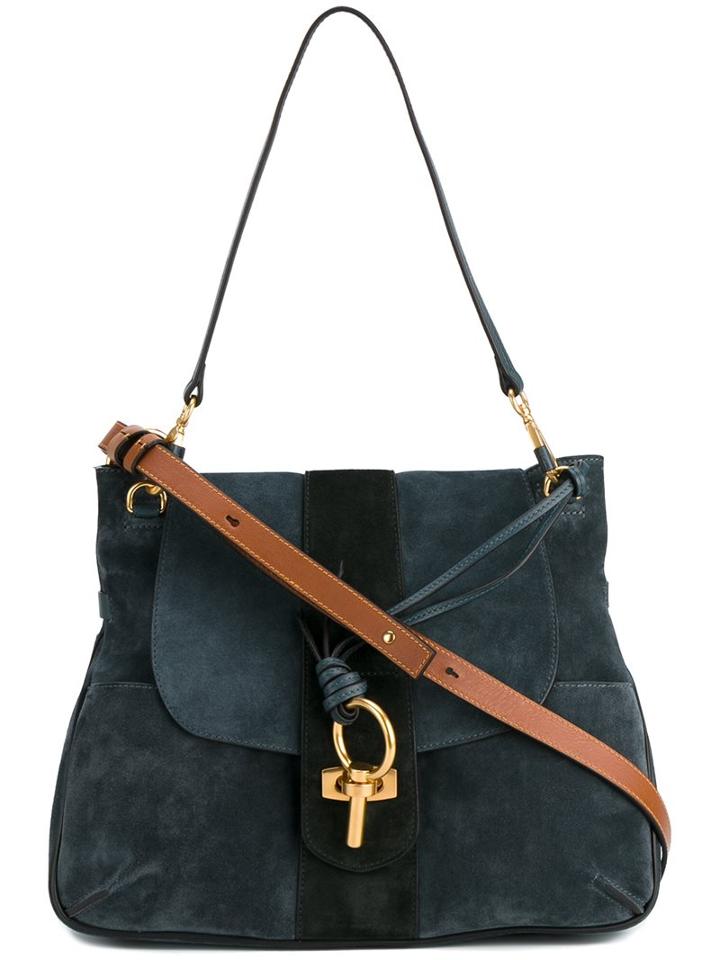 Chloé - 'lexa' Tote - Women - Cotton/leather/suede - One Size, Blue, Cotton/leather/suede