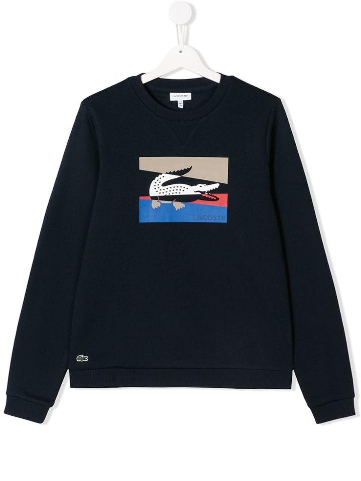 Lacoste Kids Colourblock Crocodile Sweatshirt - Blue