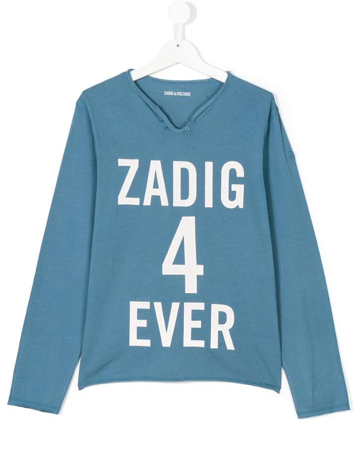 Zadig & Voltaire Kids Slogan T-shirt - Blue