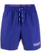 Calvin Klein Contrast Logo Swim Shorts - Blue