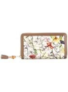 Gucci Floral Zip-around Wallet - Brown