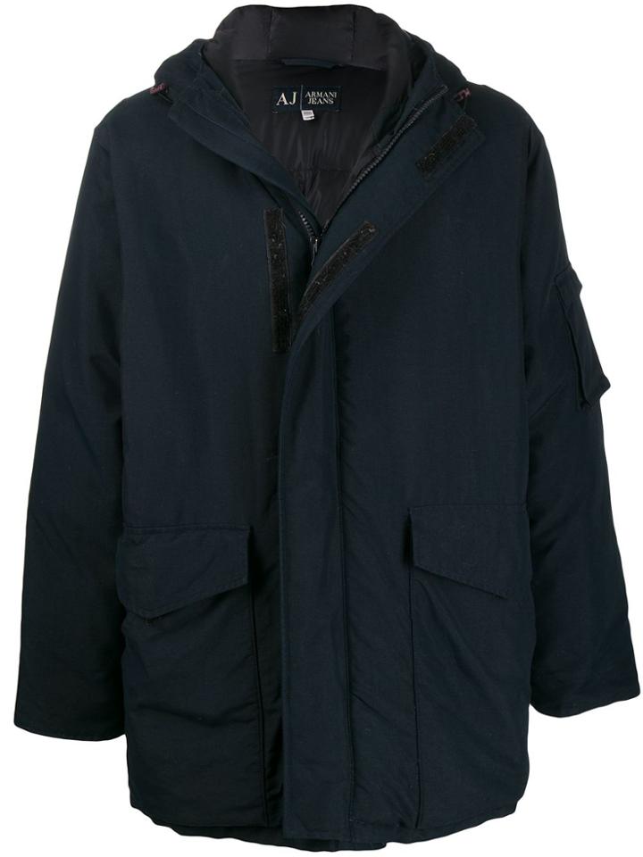 Giorgio Armani Pre-owned 1990s Padded Hooded Coat - Blue