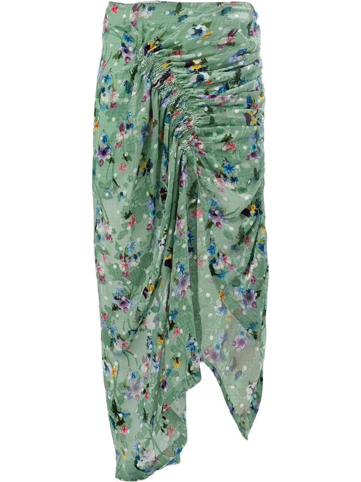 Preen By Thornton Bregazzi Floral Print Draped Skirt - Green