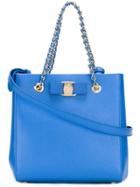 Salvatore Ferragamo Small 'vara' Tote - Blue
