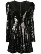 Rachel Gilbert Quincy Shoulder Detail Sequin Dress - Black