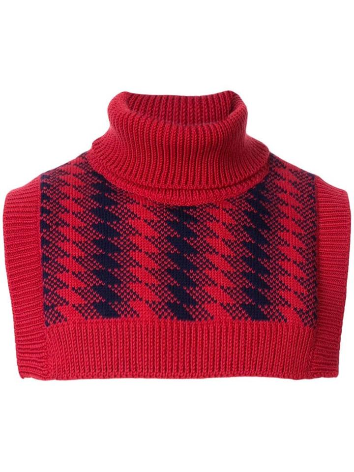 Ernest W. Baker Jacquard Bib Rollneck Sweater - Red