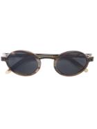 Blyszak Round Tortoiseshell Buffalo Horn Sunglasses - Brown