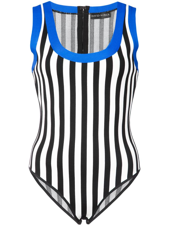 David Koma Contrast Trim Striped Body - Black