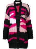 Valentino Ribbed Knit Patterned Cardigan - Pink & Purple