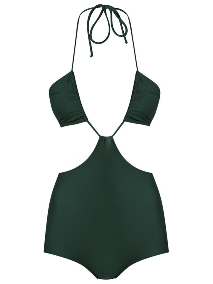 Adriana Degreas Cut Out Details Swimsuit, Women's, Size: G, Green, Polyamide/spandex/elastane