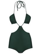 Adriana Degreas Cut Out Details Swimsuit, Women's, Size: G, Green, Polyamide/spandex/elastane