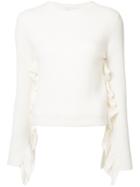 Ryan Roche Cashmere Flared Sleeves Ribbed Jumper - Nude & Neutrals
