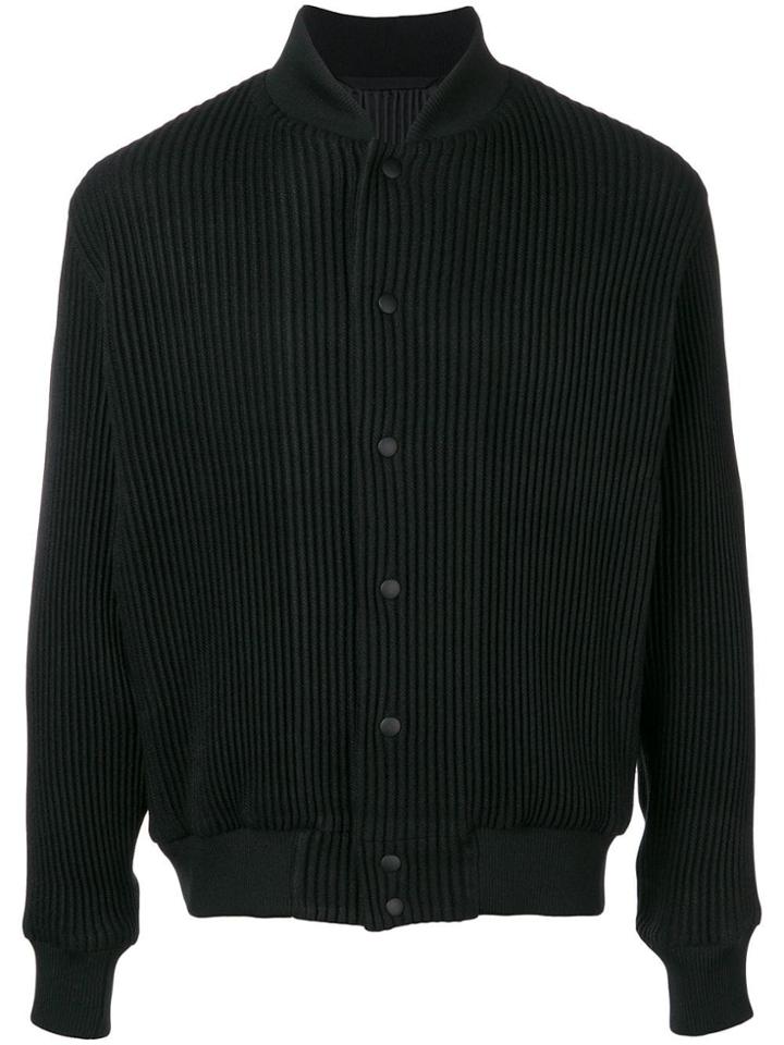 Homme Plissé Issey Miyake Ribbed Bomber Jacket - Black
