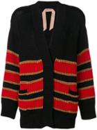 Nº21 Striped Chunky Knit Cardigan - Black