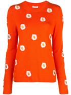 Mansur Gavriel Floral Embroidered Sweater - Orange