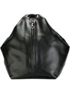 Mm6 Maison Margiela Front Zip Backpack, Black, Calf Leather/polyester/polyurethane