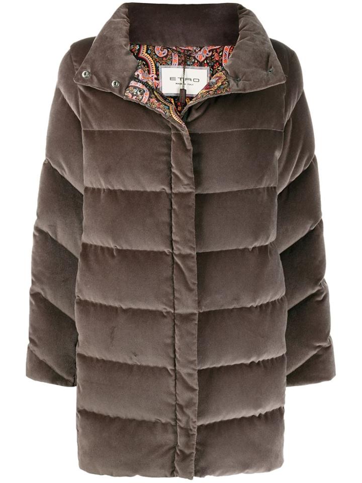 Etro Panelled Padded Coat - Grey