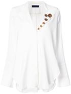 Ellery - Tortoiseshell Embellished Blouse - Women - Silk/spandex/elastane - 10, White, Silk/spandex/elastane