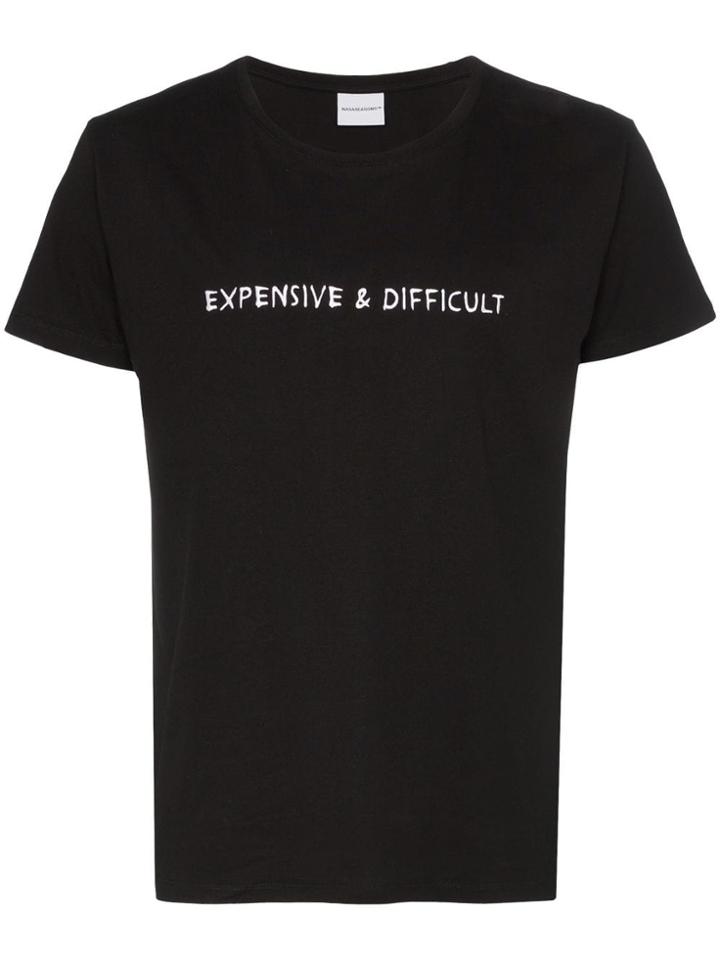 Nasaseasons Expensive & Difficult Embroidered Cotton T-shirt - Black