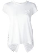 Sacai - Open Back Stripe Panel T-shirt - Women - Linen/flax/polyester/cupro - 3, White, Linen/flax/polyester/cupro