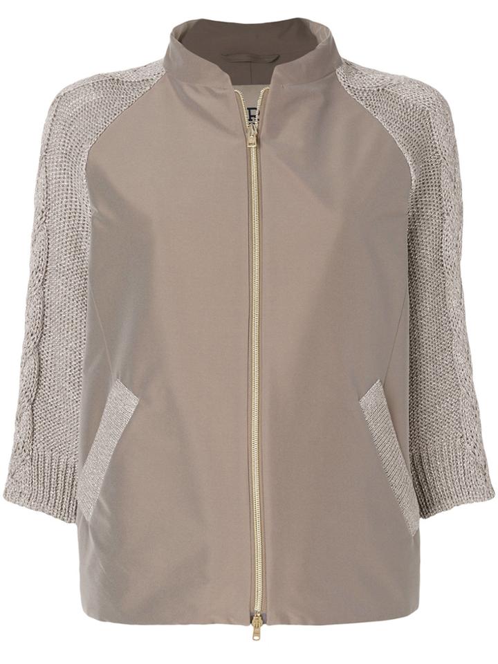 Herno Cropped Knitted Jacket - Nude & Neutrals