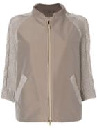 Herno Cropped Knitted Jacket - Nude & Neutrals