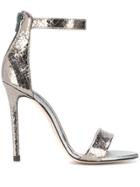Marc Ellis Metallic Snake Embossed Sandals - Silver