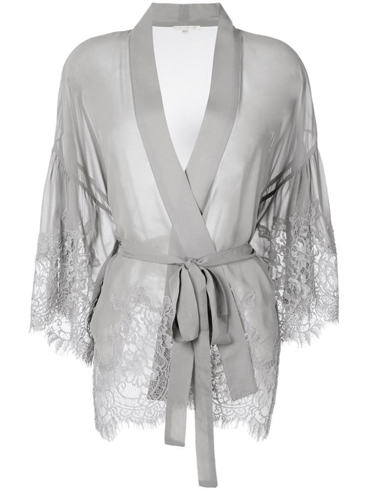 Gold Hawk Lace Kimono - Grey