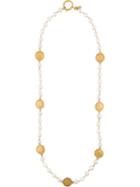 Chanel Vintage Faux Pearl Coin Necklace