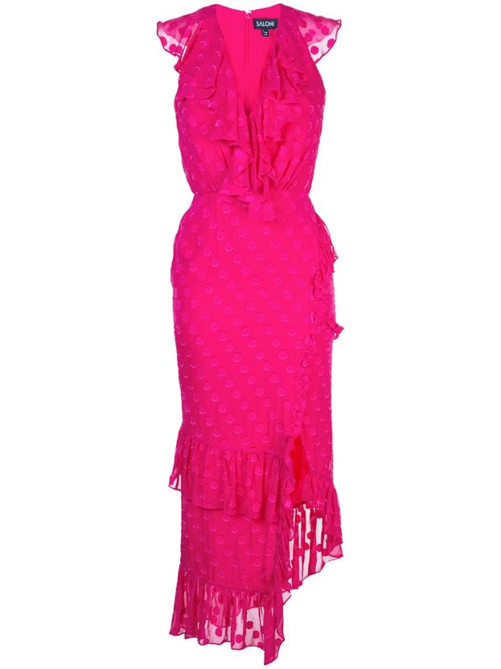 Saloni Fitted Polka Dot Dress - Pink