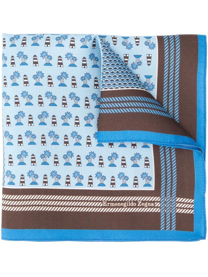 Ermenegildo Zegna Mixed Print Pocket Square - Blue
