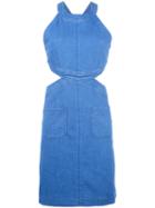 Stella Mccartney Cut-out Dress, Women's, Size: 38, Blue, Cotton/spandex/elastane