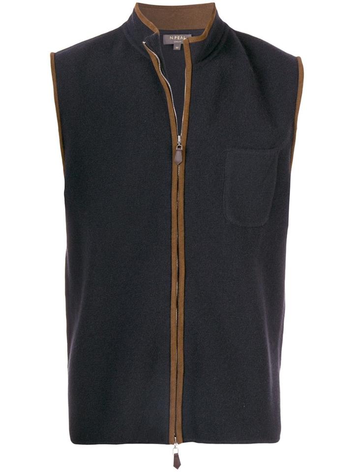 N.peal Milano Suede Trim Gilet - Grey
