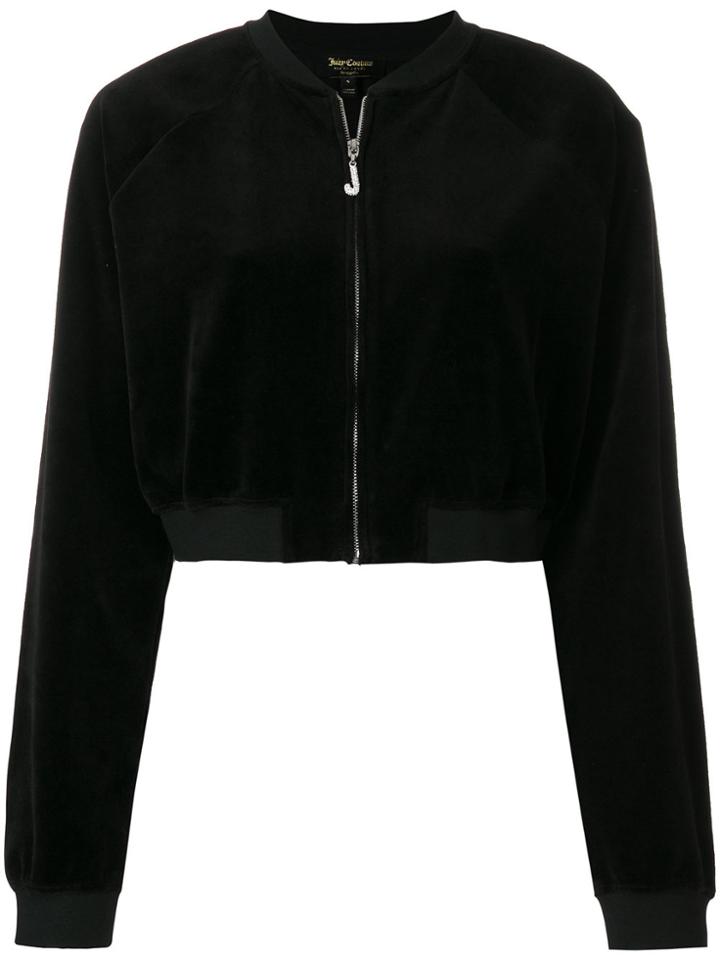 Juicy Couture Swarovski Embellished Velour Crop Jacket - Black