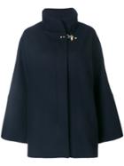 Fay Flared Concealed Placket Coat - Blue