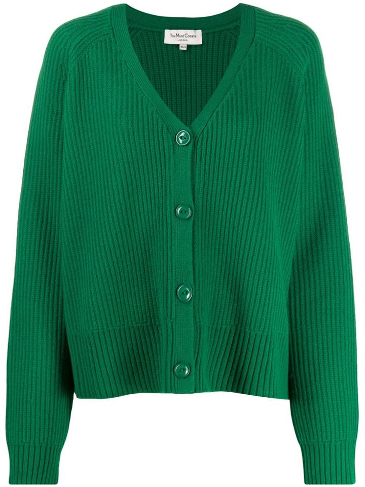 Ymc Ribbed Knit Cardigan - Green