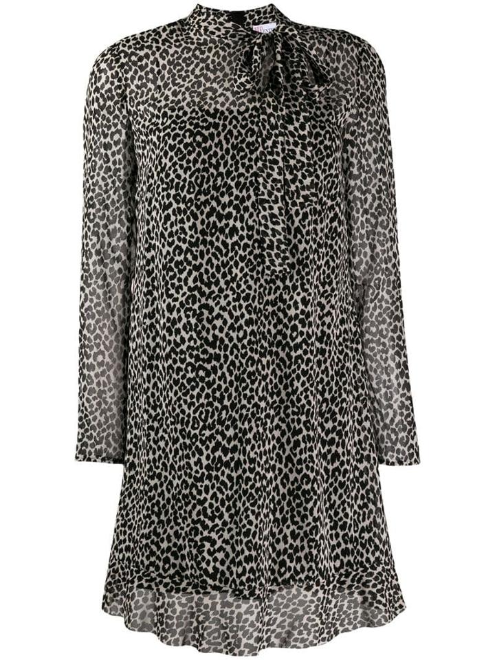 Red Valentino Leopard Print Shift Dress - Black