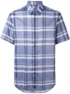 Z Zegna Checked Shortsleeved Shirt, Men's, Size: 41, Blue, Cotton