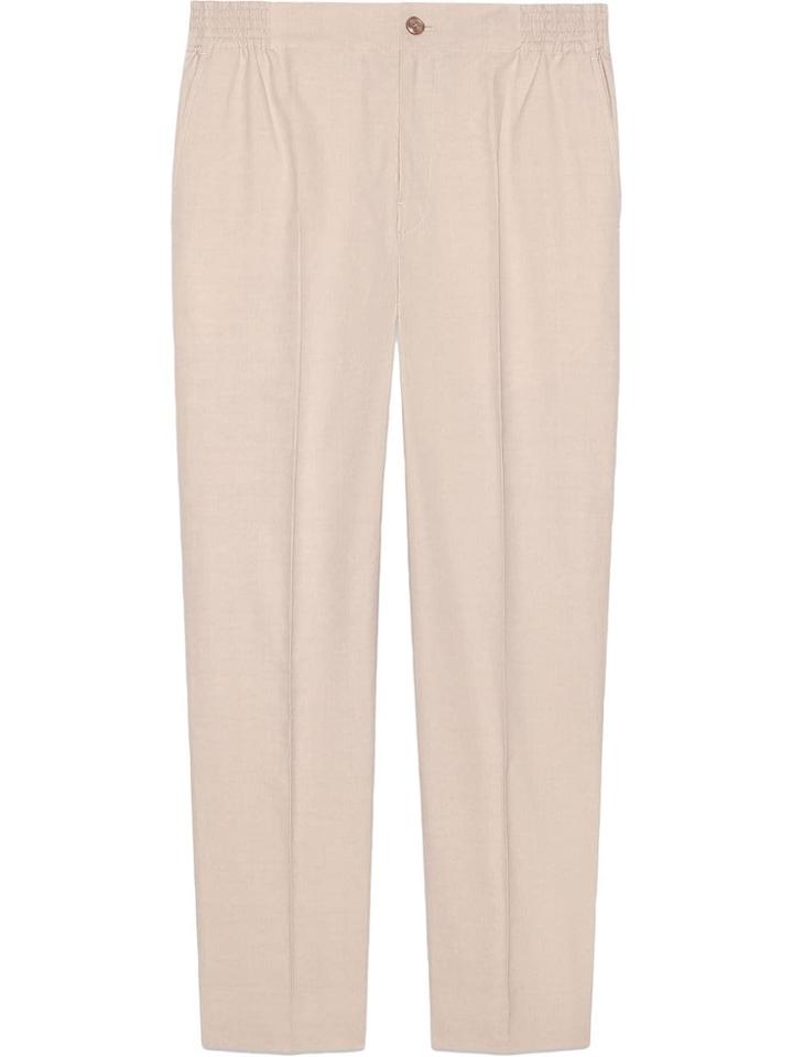 Gucci Cotton Poplin Pant With Gucci Label - White