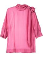 Paule Ka Tie Neck Woven Blouse - Pink