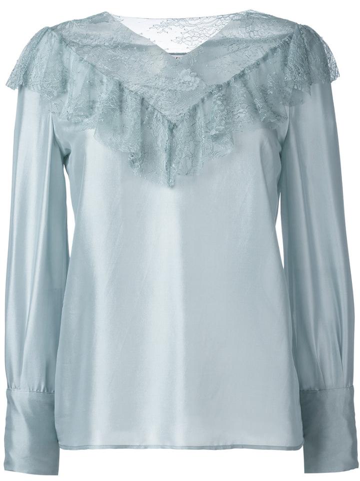 Philosophy Di Lorenzo Serafini Lace Panel Blouse, Women's, Size: 42, Brown, Silk/polyamide