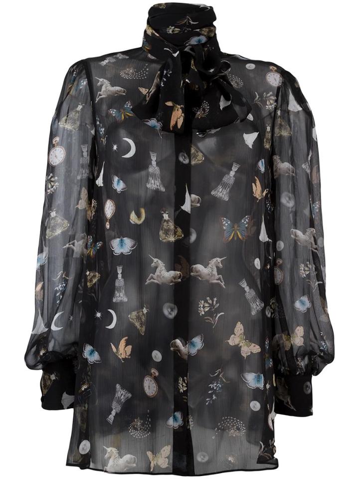 Chalayan Graphic Wrapped Front Blouse - Black