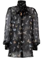 Chalayan Graphic Wrapped Front Blouse - Black