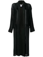 Issey Miyake Pre-owned Long Pleated Open Front Jacket - Black