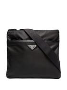 Prada Logo-plaque Messenger Bag - Black
