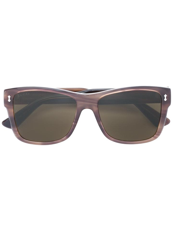 Gucci Eyewear Transparent Square Frame Sunglasses - Pink & Purple